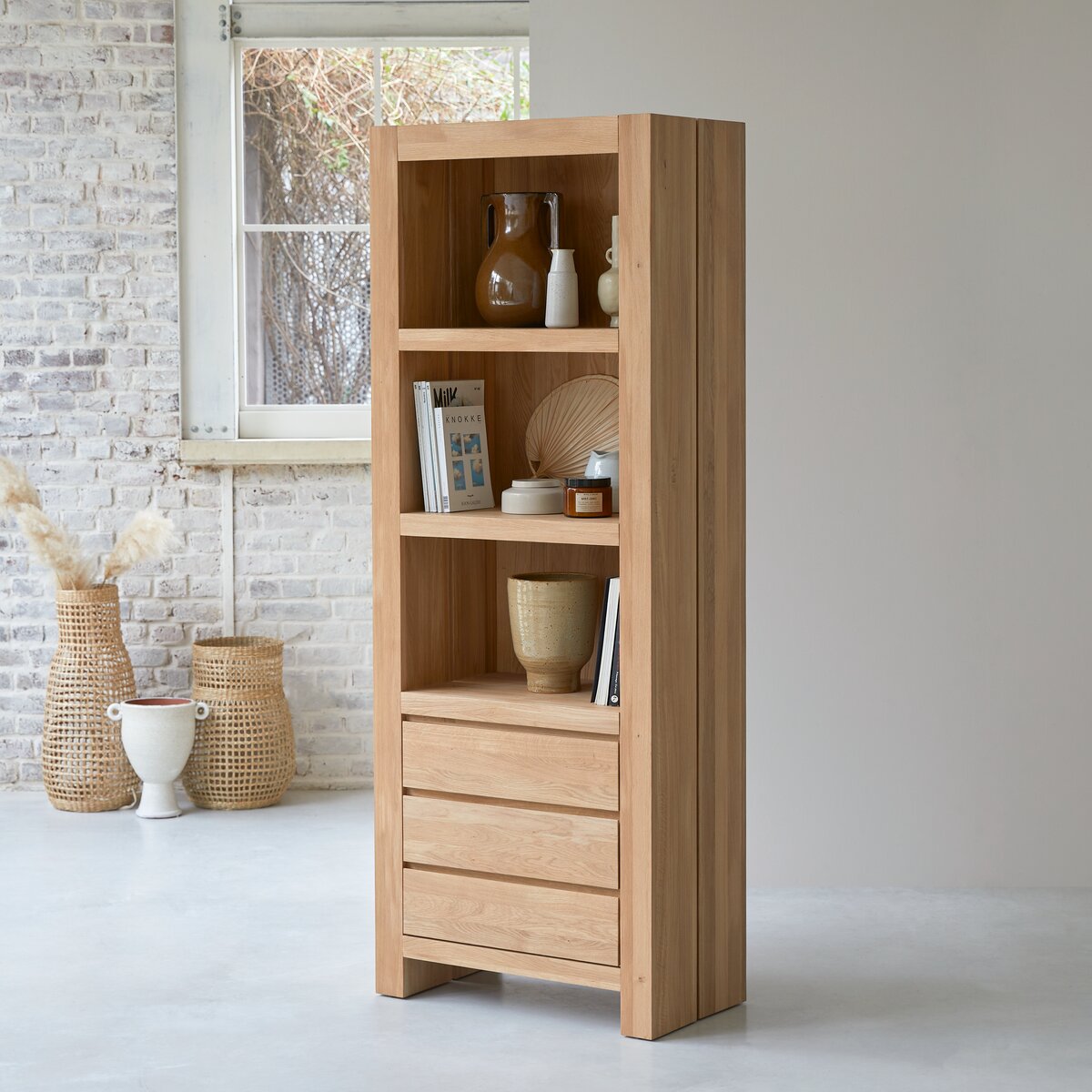 ULUYYUC Libreria 56x28x163 cm in Legno Massello di Mango Grezzo,cubi  libreria,libreria salvaspazio,libreria verticale a colonna da terra,Adatto  per studio, ufficio : : Casa e cucina