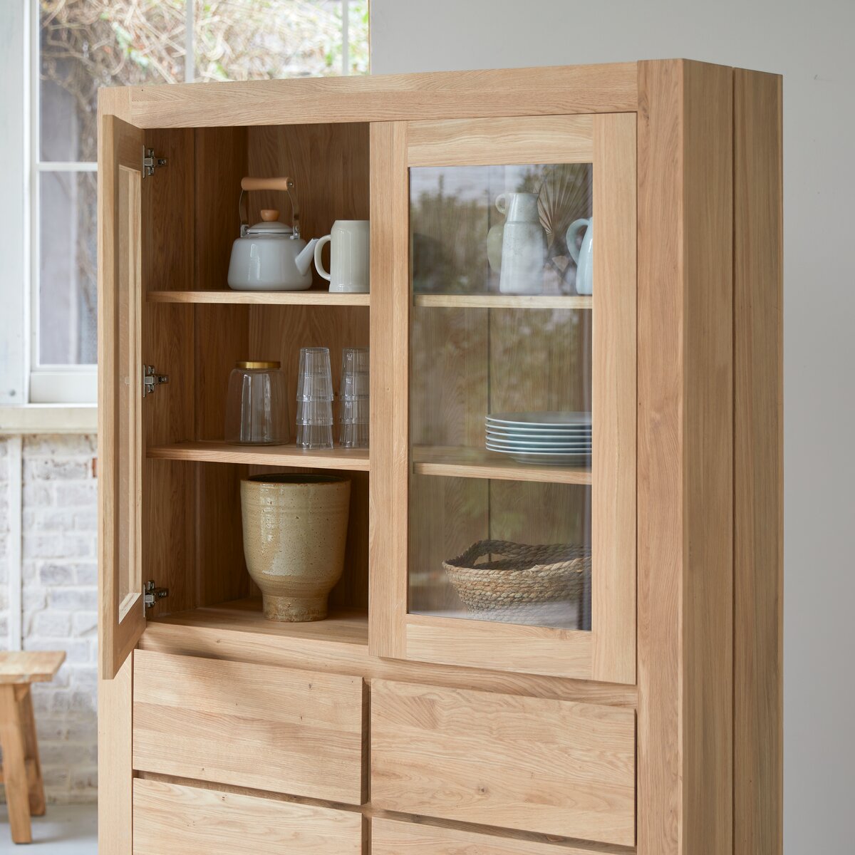 Oak shop dresser units