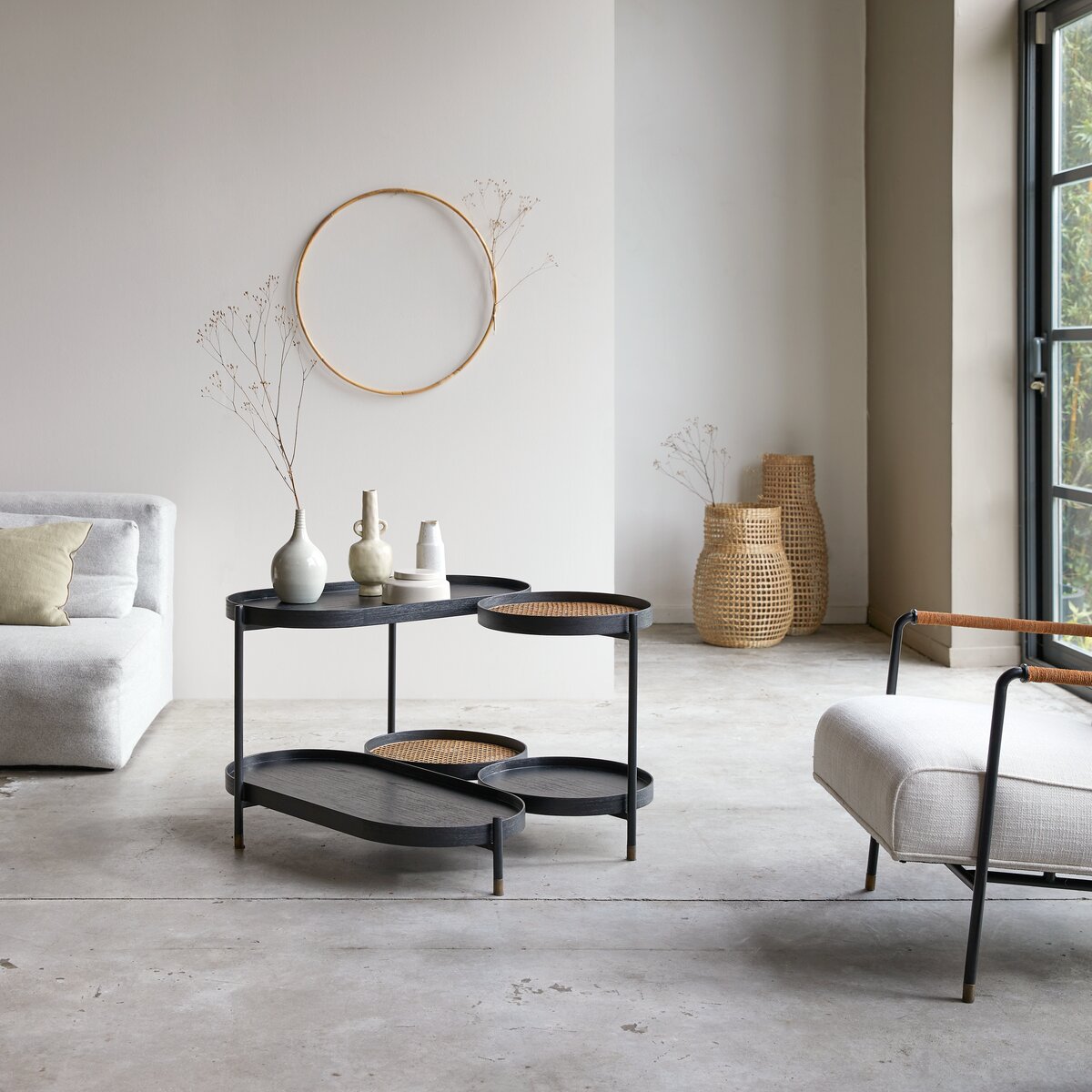 Alix - Table basse en mindi et cannage Alix - Table basse en mindi et cannage