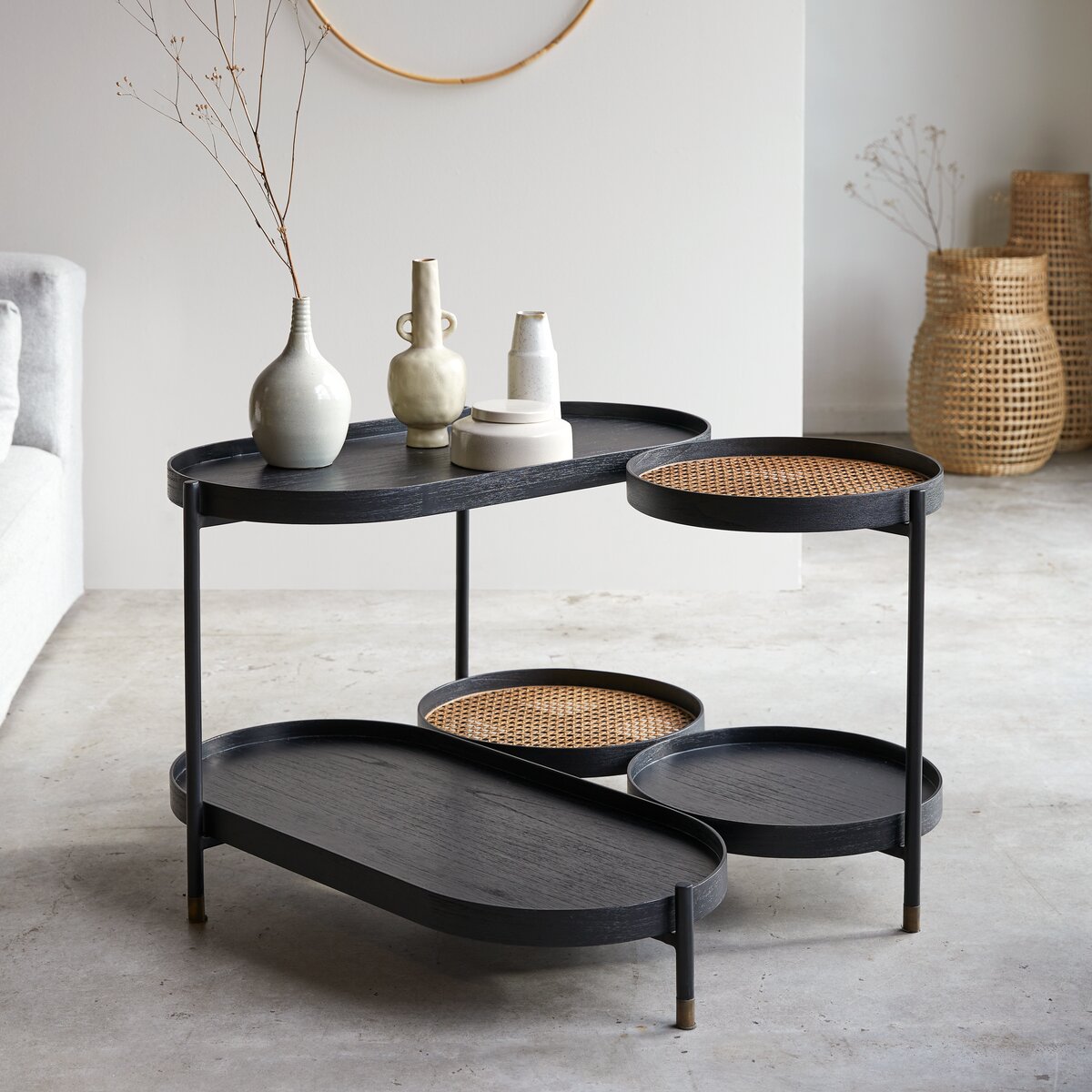 Alix - Table basse en mindi et cannage Alix - Table basse en mindi et cannage
