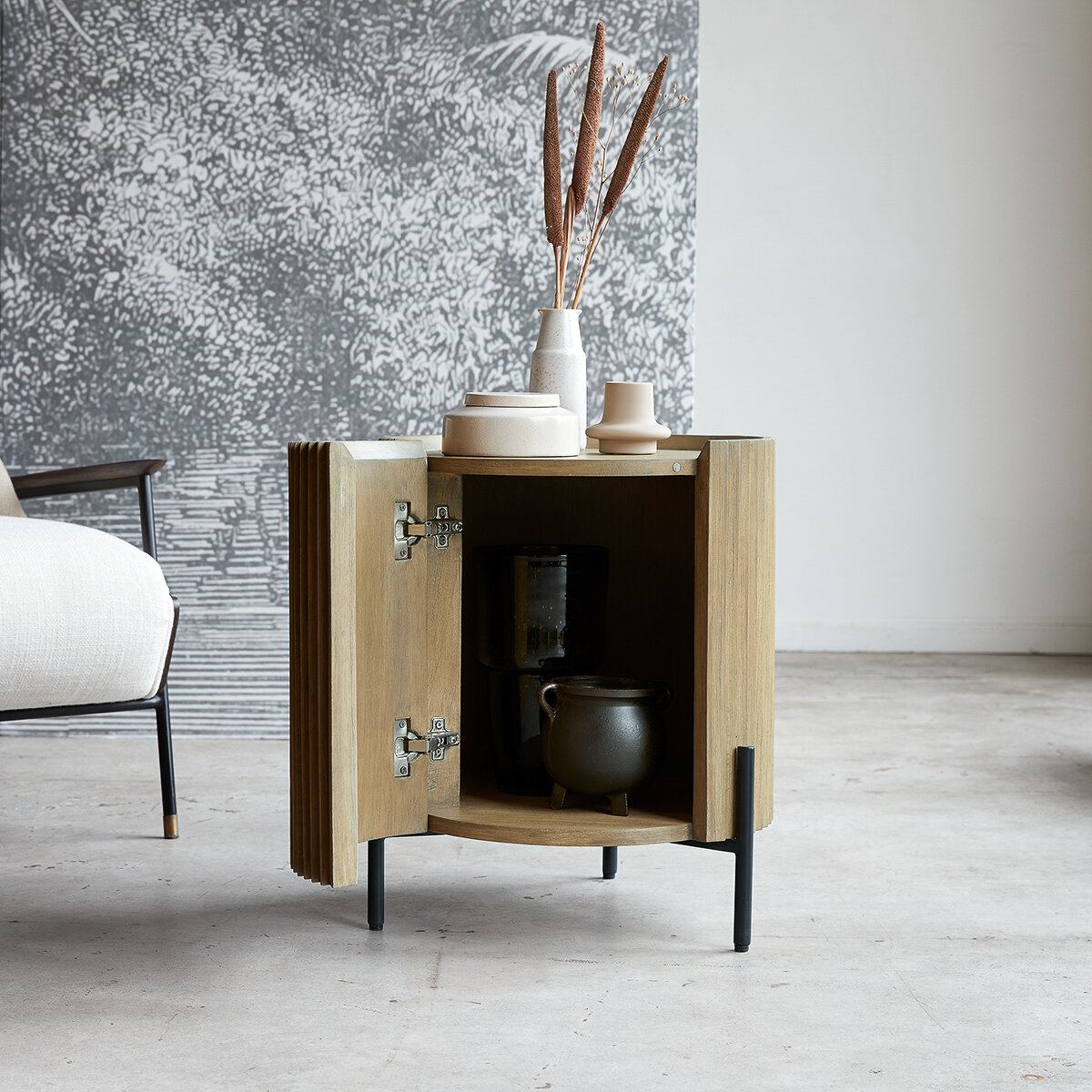 Side table with storage store for living room