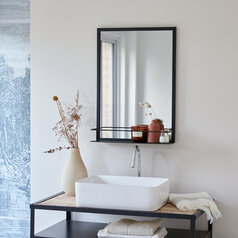 Espejo de cuarto de baño : espejo rectangular de teca Samba, 140x65cm