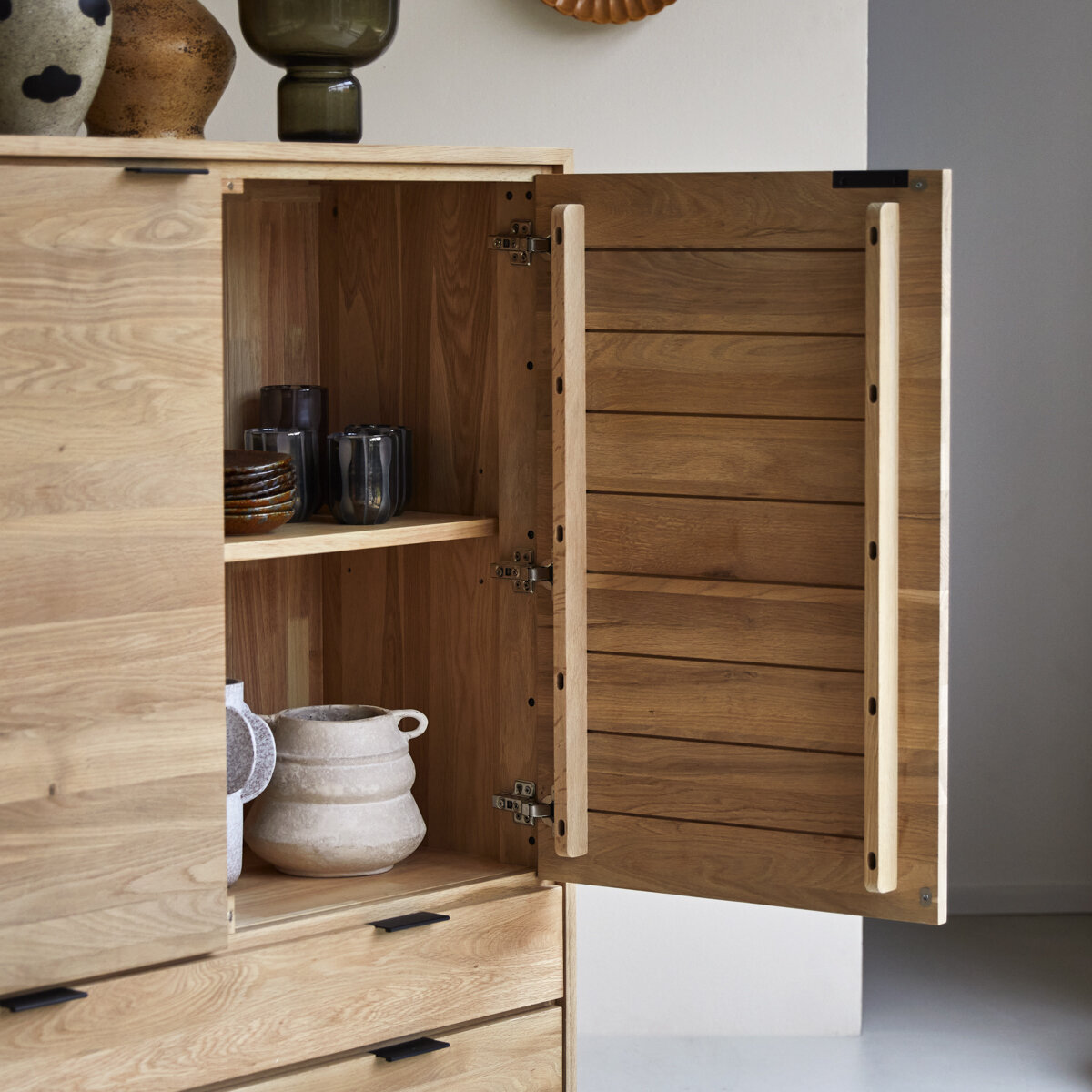 Solid oak deals media storage cabinet