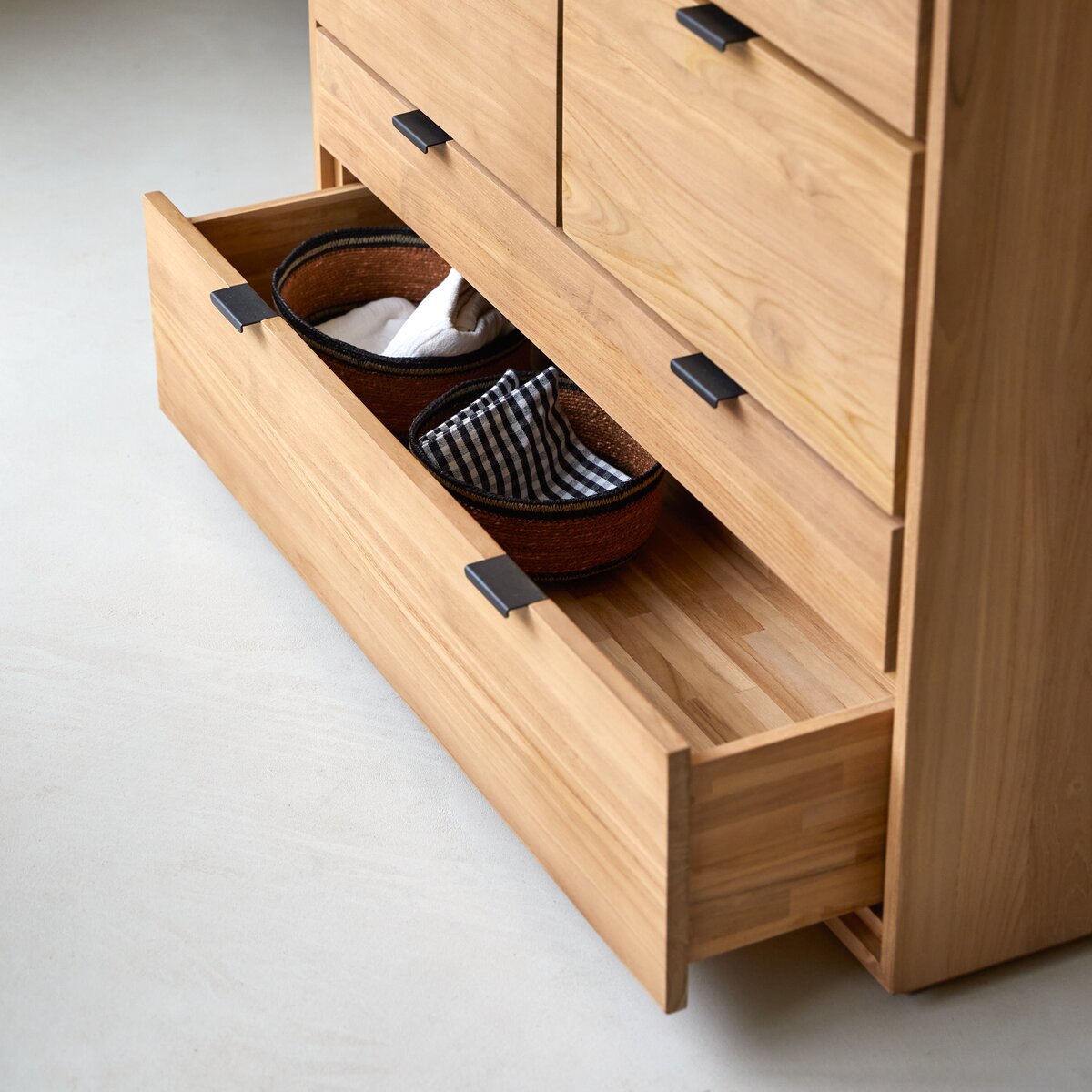 Solid teak chest of drawers with 3 drawers - Living room furniture