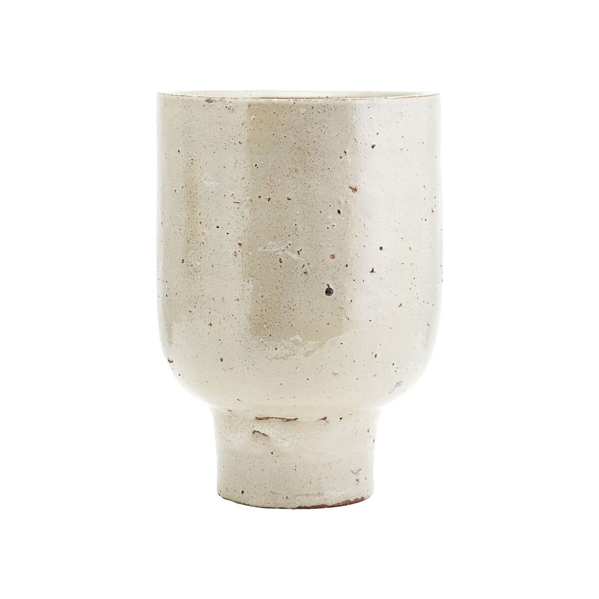 Cache-pot en céramique moucheté beige – Plume Décoration