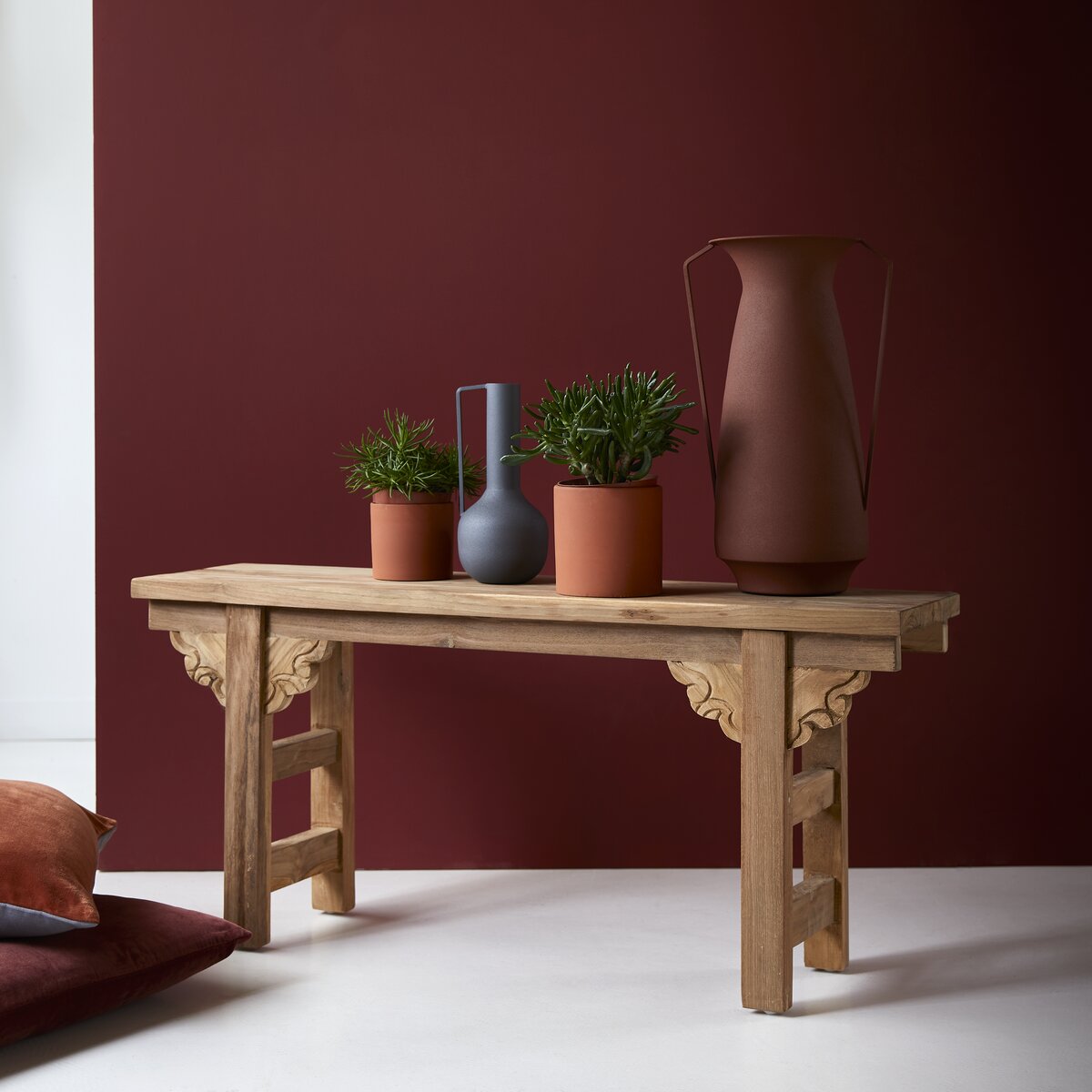 Low console table in recycled teak 100 cm - Living room furniture