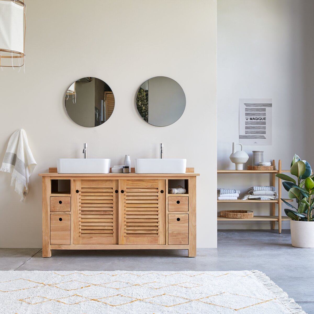 Coline - Mueble bajo lavabo en teca maciza 145 cm Coline - Mueble bajo lavabo en teca maciza 145 cm