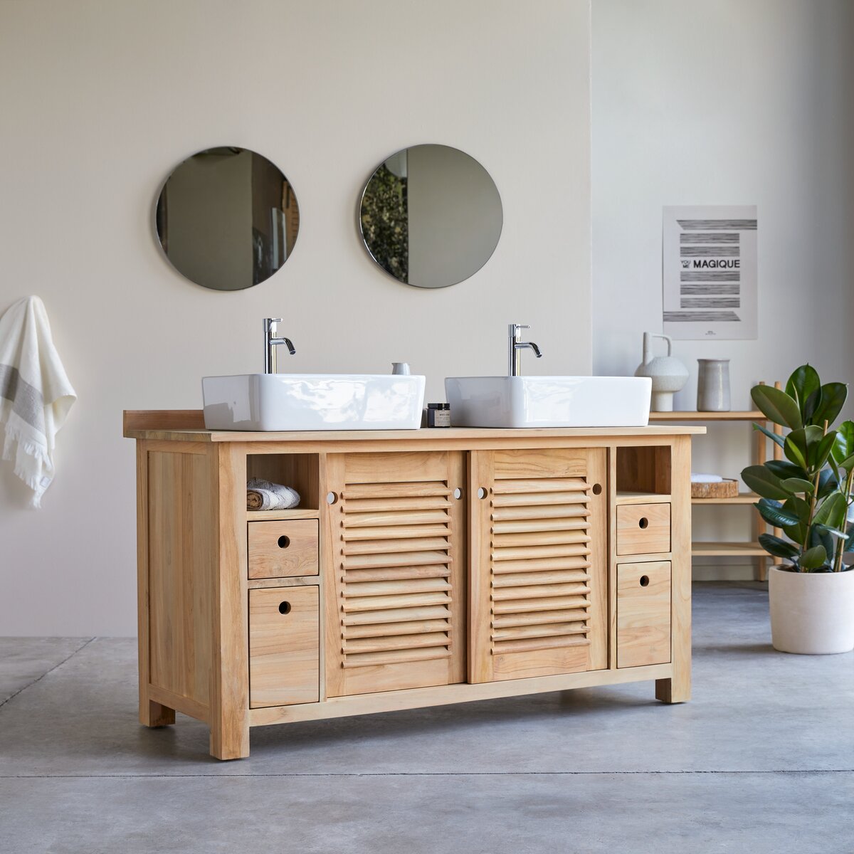 Coline - Solid teak vanity unit 145 cm Coline - Solid teak vanity unit 145 cm
