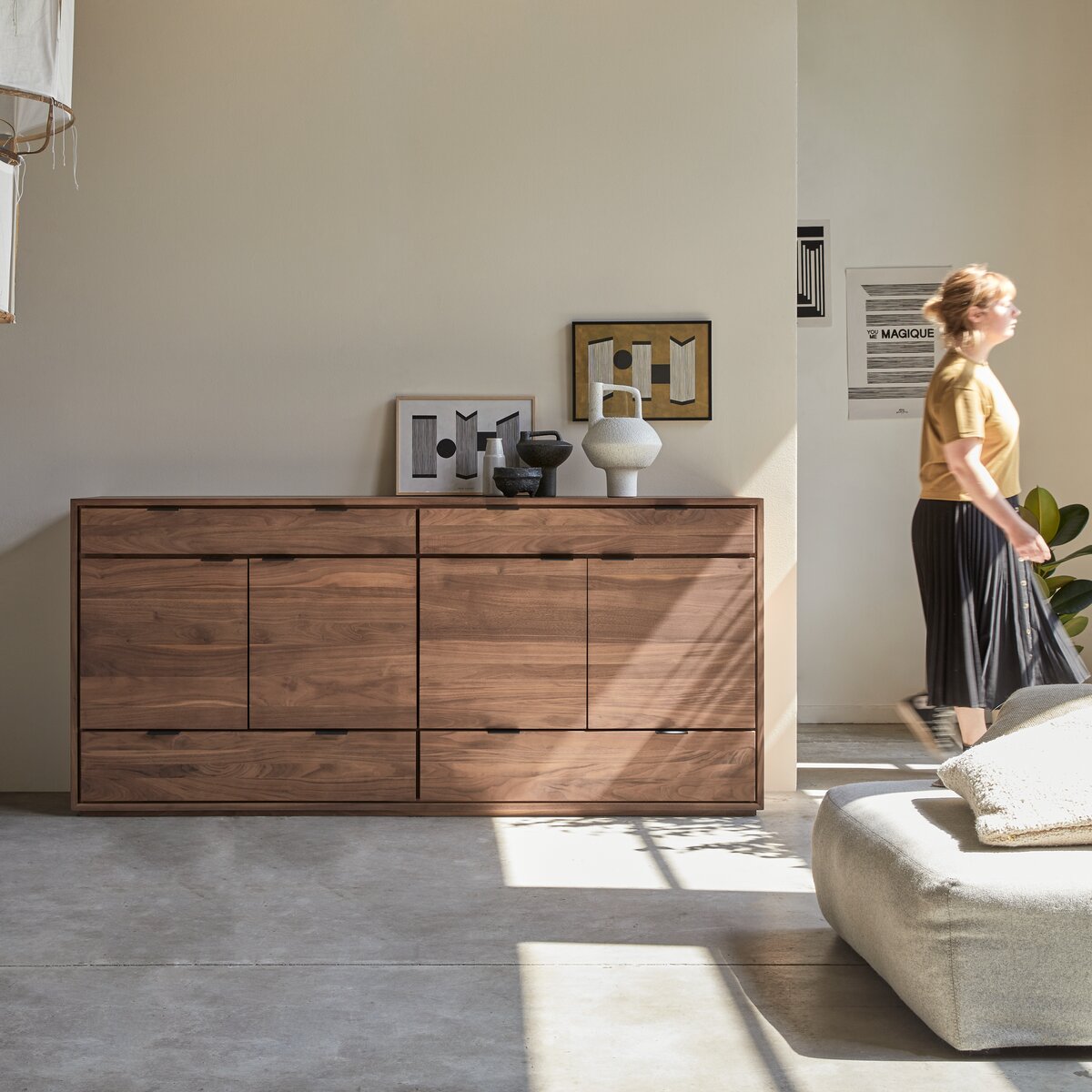 Mueble de TV de madera de nogal 180 cm - Mobiliario de almacenaje para el  salón - Tikamoon