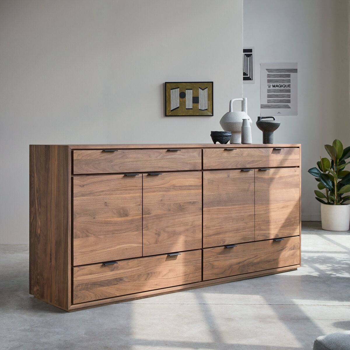 Credenza in legno di noce massiccio 200 cm - Mobili portaoggetti per la  sala da pranzo - Tikamoon