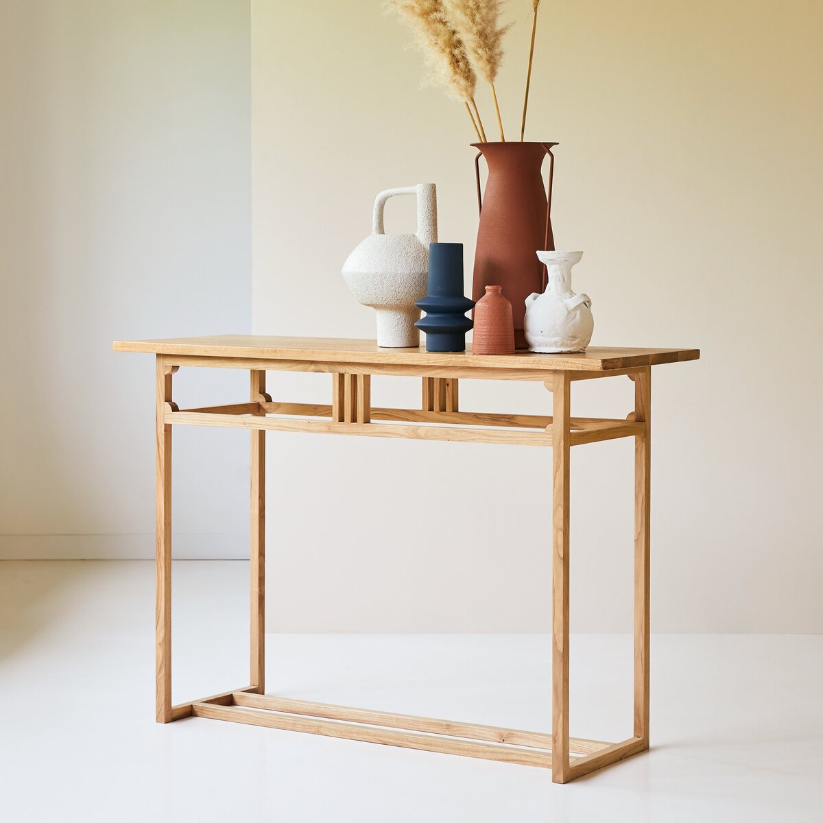 Golden oak deals console table