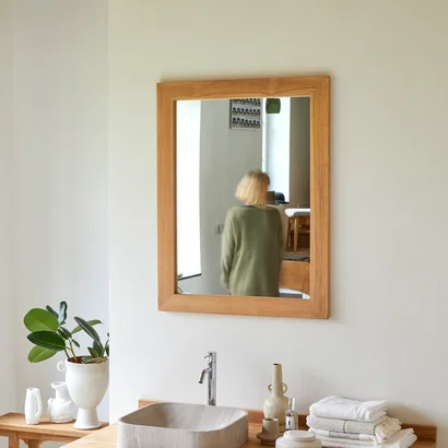 Tona - Teakhouten spiegel 90x70 cm