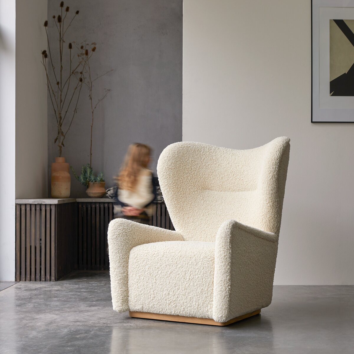 Sherpa - Fauteuil en chêne massif et tissu