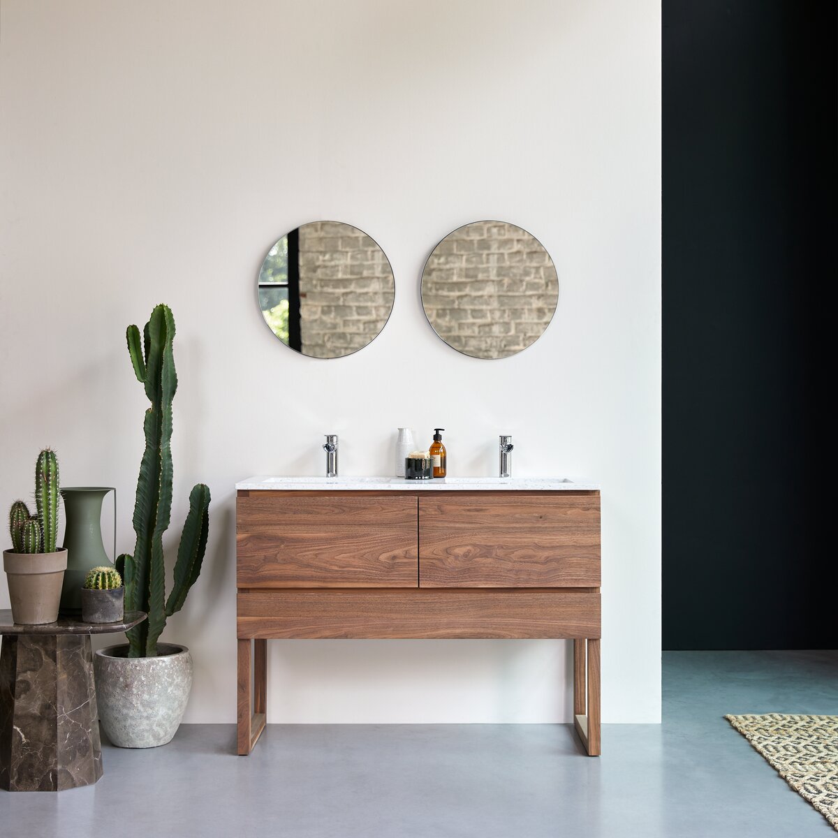 Edgar - Solid walnut and Moon premium terrazzo bathroom cabinet 120 cm Edgar - Solid walnut and Moon premium terrazzo bathroom cabinet 120 cm