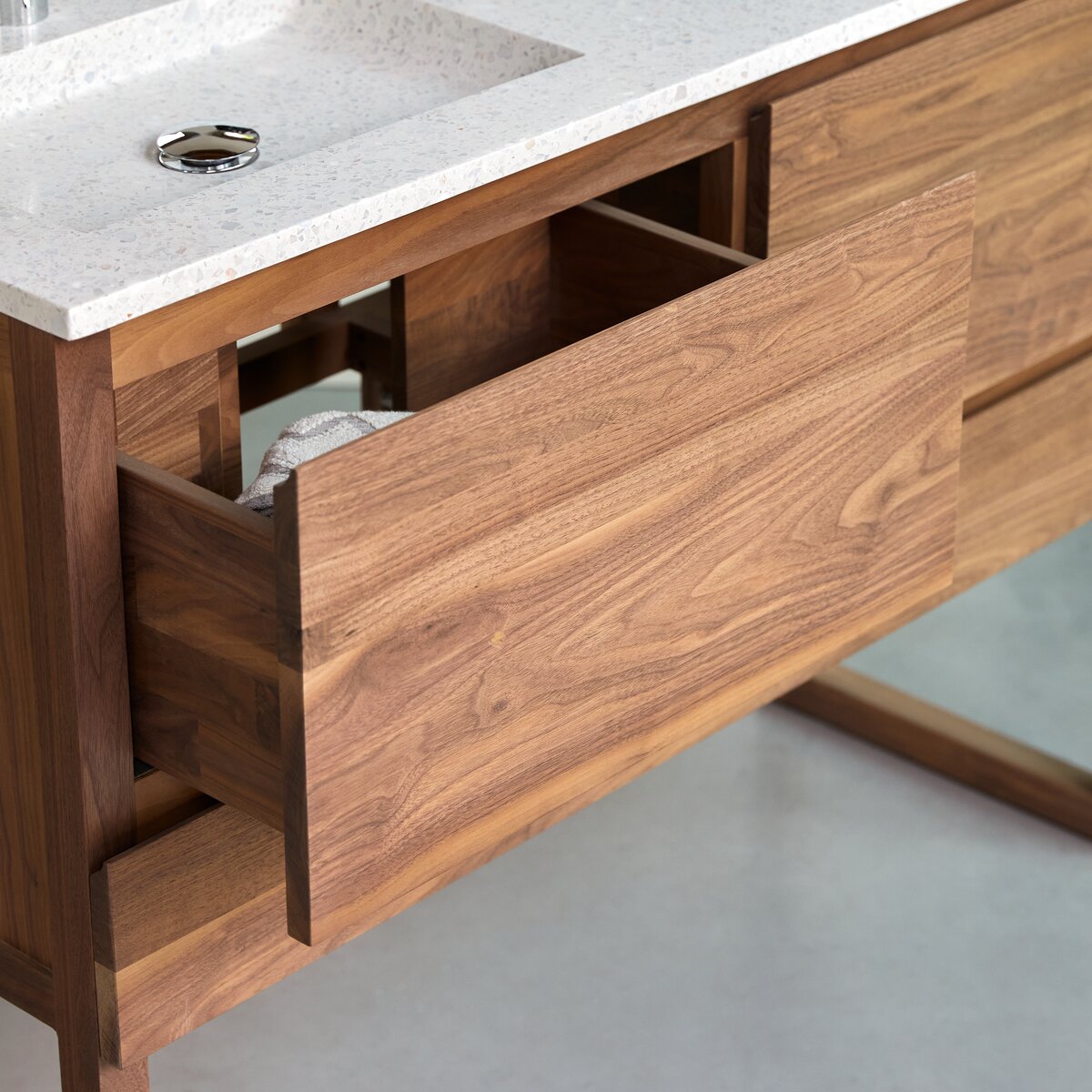 Edgar - Solid walnut and Moon premium terrazzo bathroom cabinet 120 cm Edgar - Solid walnut and Moon premium terrazzo bathroom cabinet 120 cm