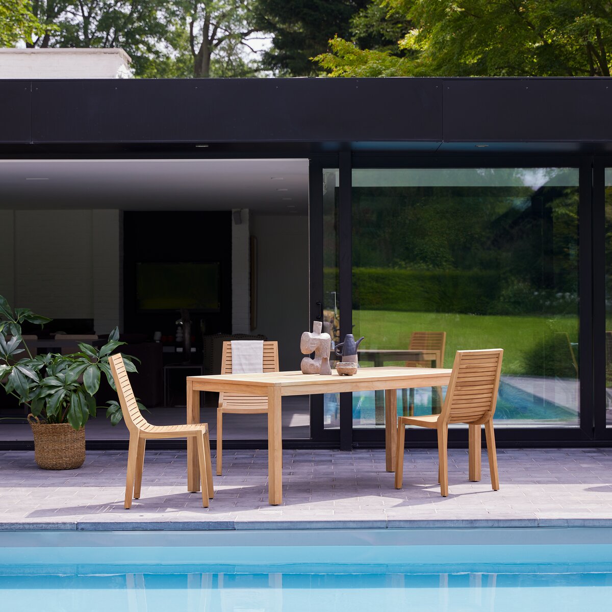 Teo - Ensemble de jardin en teck massif 4 chaises Teo - Ensemble de jardin en teck massif 4 chaises