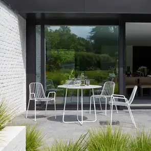 Elio - Tavolo rotondo da giardino terrazzo premium e metallo white 4 pers.