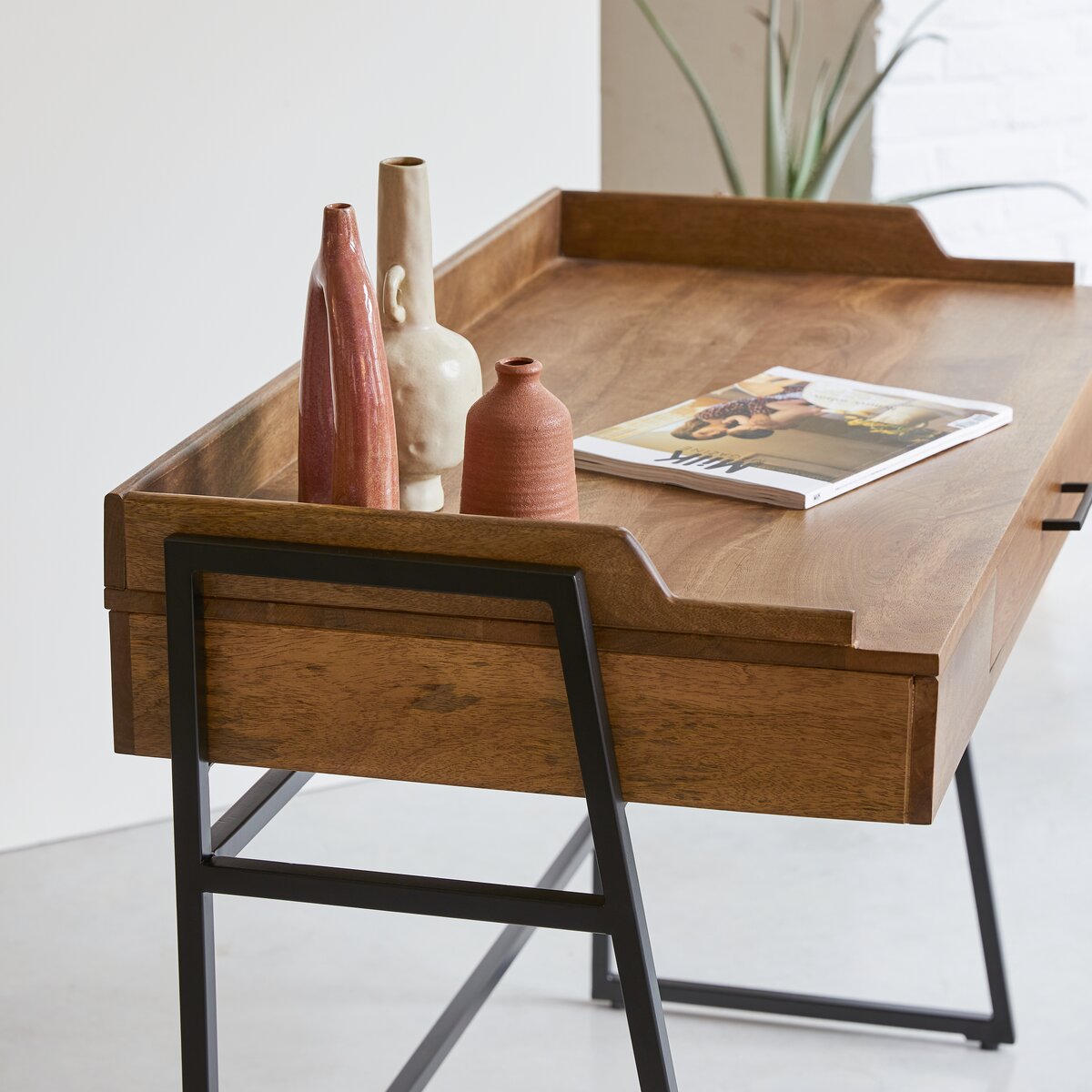 Scrivania design industriale legno di mango YPSTER - Miliboo