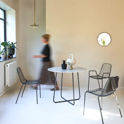 Elio - Grey round premium terrazzo and metal table