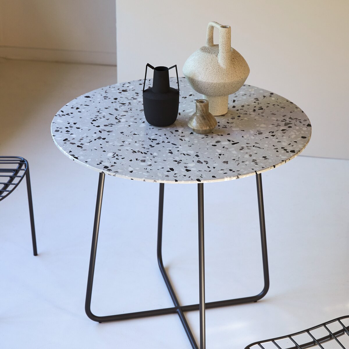 Tavolo in metallo e terrazzo premium grey 90 cm - Arredamento per