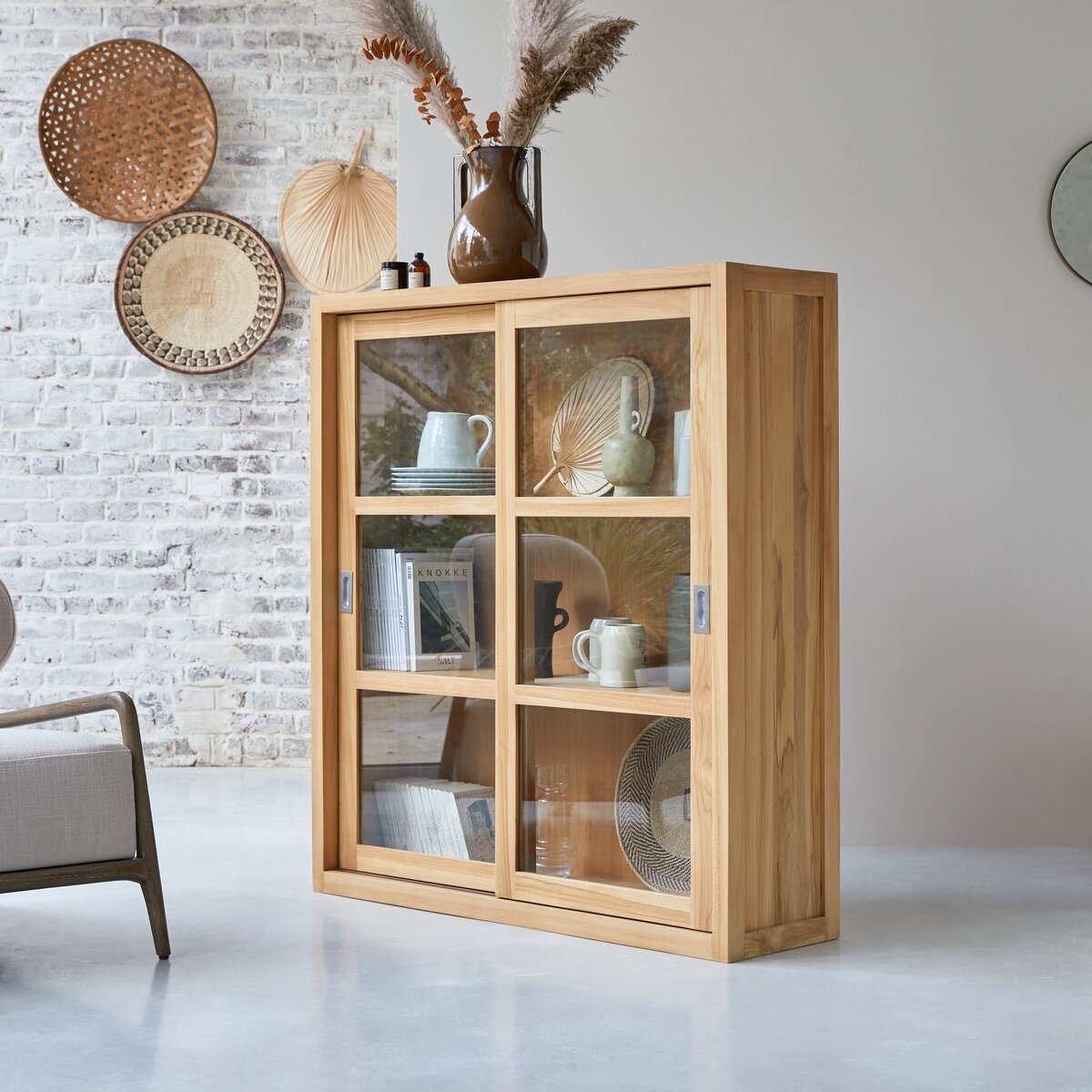 Coffee Tek - Vitrine en teck massif 120 cm Coffee Tek - Vitrine en teck massif 120 cm