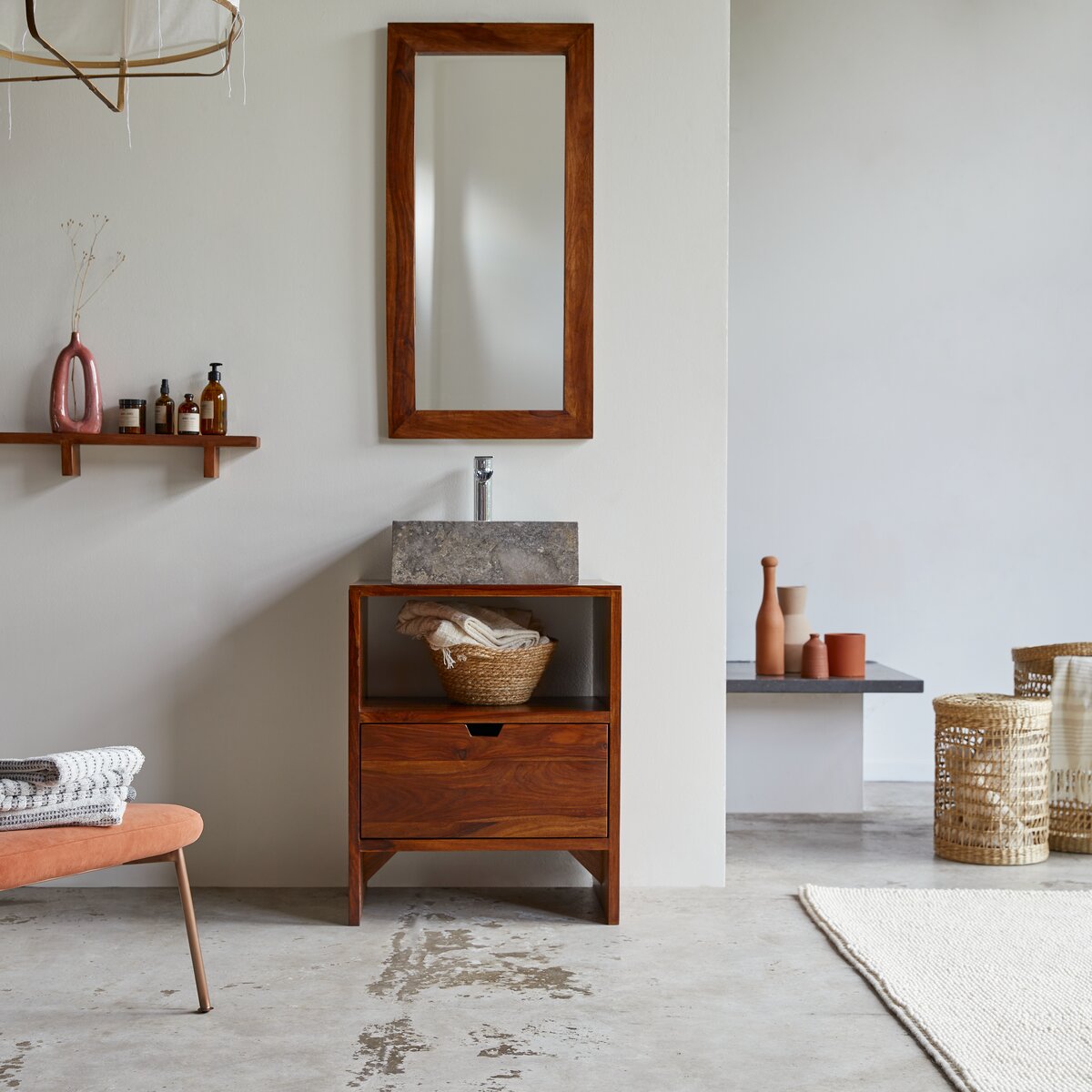 Mueble bajo lavabo lacado blanco a medida - Plena Carpintería