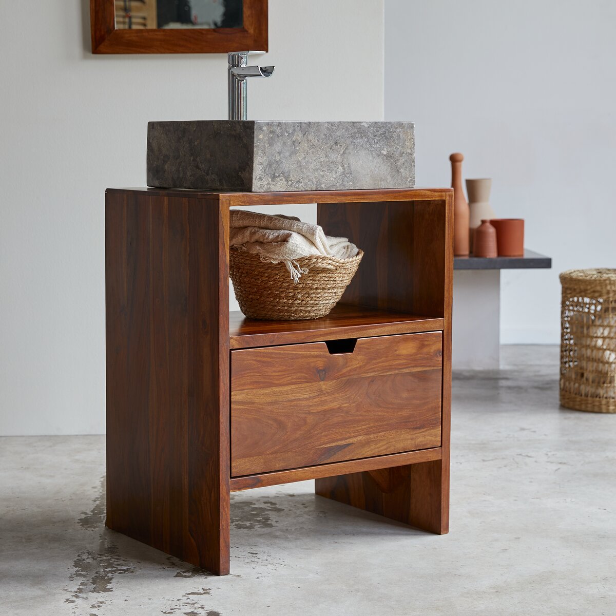 Kwarto - Mueble bajo lavabo de palisandro macizo 60 cm Kwarto - Mueble bajo lavabo de palisandro macizo 60 cm