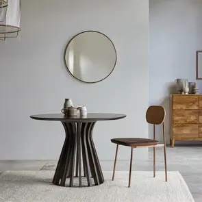 Greco - Runder Tisch aus massivem Mangoholz und Metall für 5 Personen