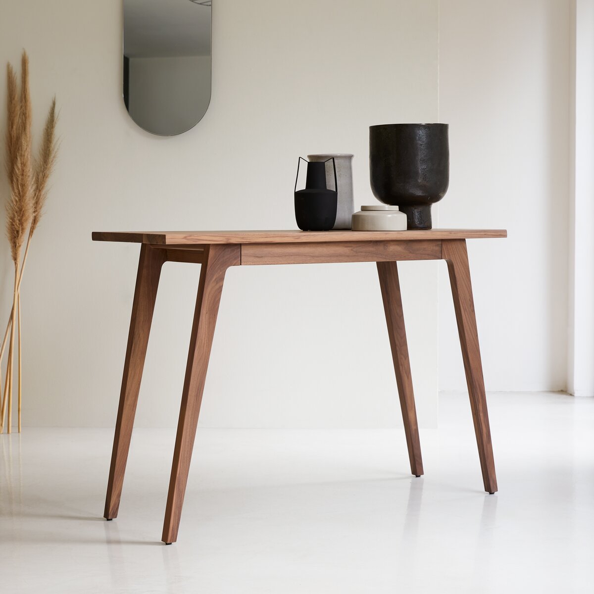 Modern walnut deals console table