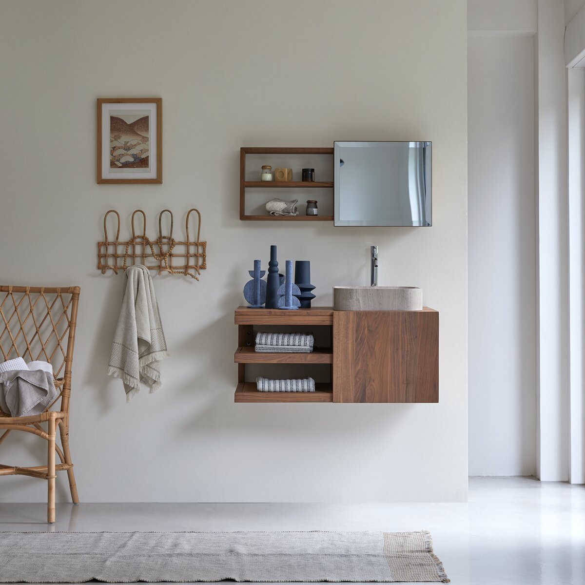 Typo - Meuble sous vasque en noyer massif 90 cm Typo - Meuble sous vasque en noyer massif 90 cm