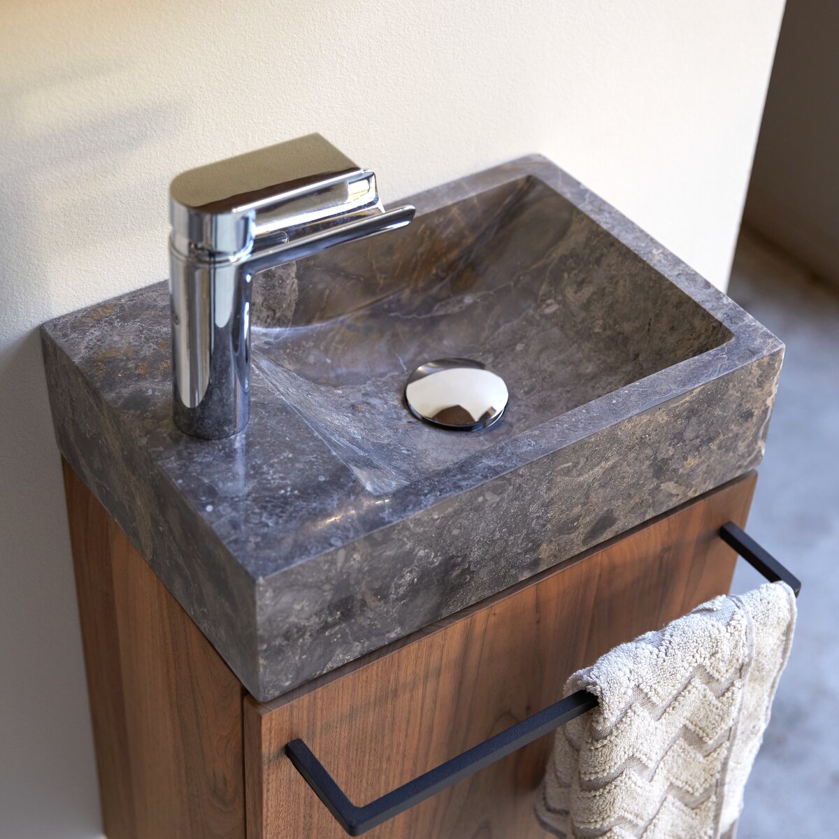 Mobile in noce con ripiano in terrazzo alla veneziana premium 125 cm - Bagno  - Tikamoon