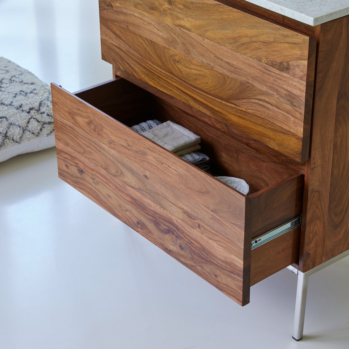 Nova - Mueble de baño de palisandro macizo y terrazo premium Moon 80 Nova - Mueble de baño de palisandro macizo y terrazo premium Moon 80
