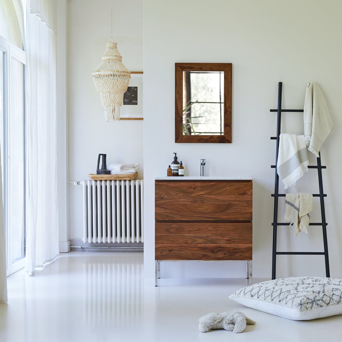 Nova - Mueble de baño de palisandro macizo y terrazo premium Moon 80 Nova - Mueble de baño de palisandro macizo y terrazo premium Moon 80