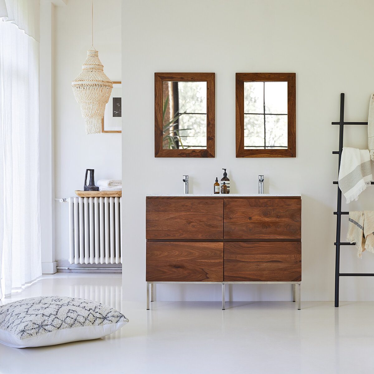 Nova - Mueble de baño de palisandro macizo y terrazo premium Moon 120 Nova - Mueble de baño de palisandro macizo y terrazo premium Moon 120