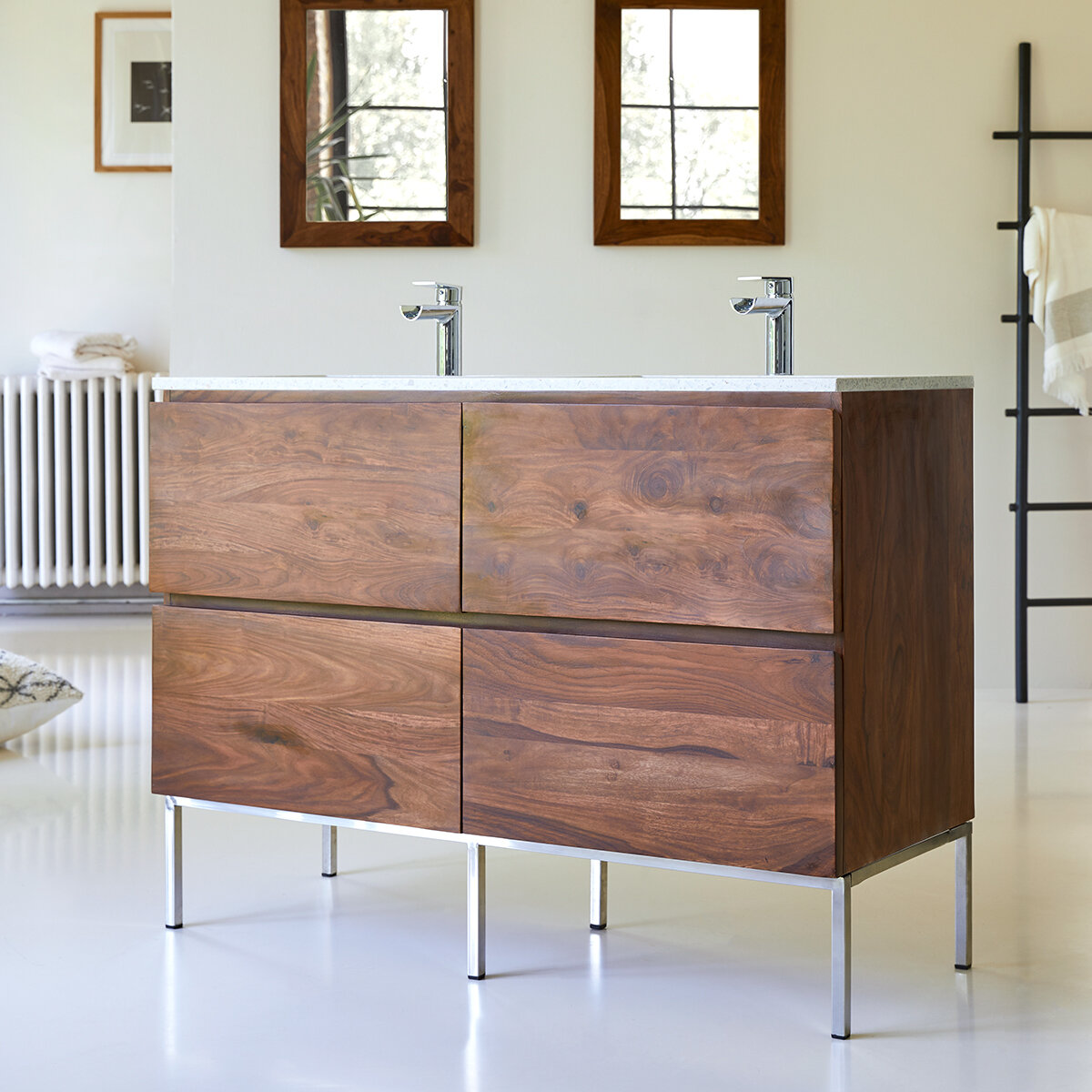Nova - Mueble de baño de palisandro macizo y terrazo premium Moon 120 Nova - Mueble de baño de palisandro macizo y terrazo premium Moon 120