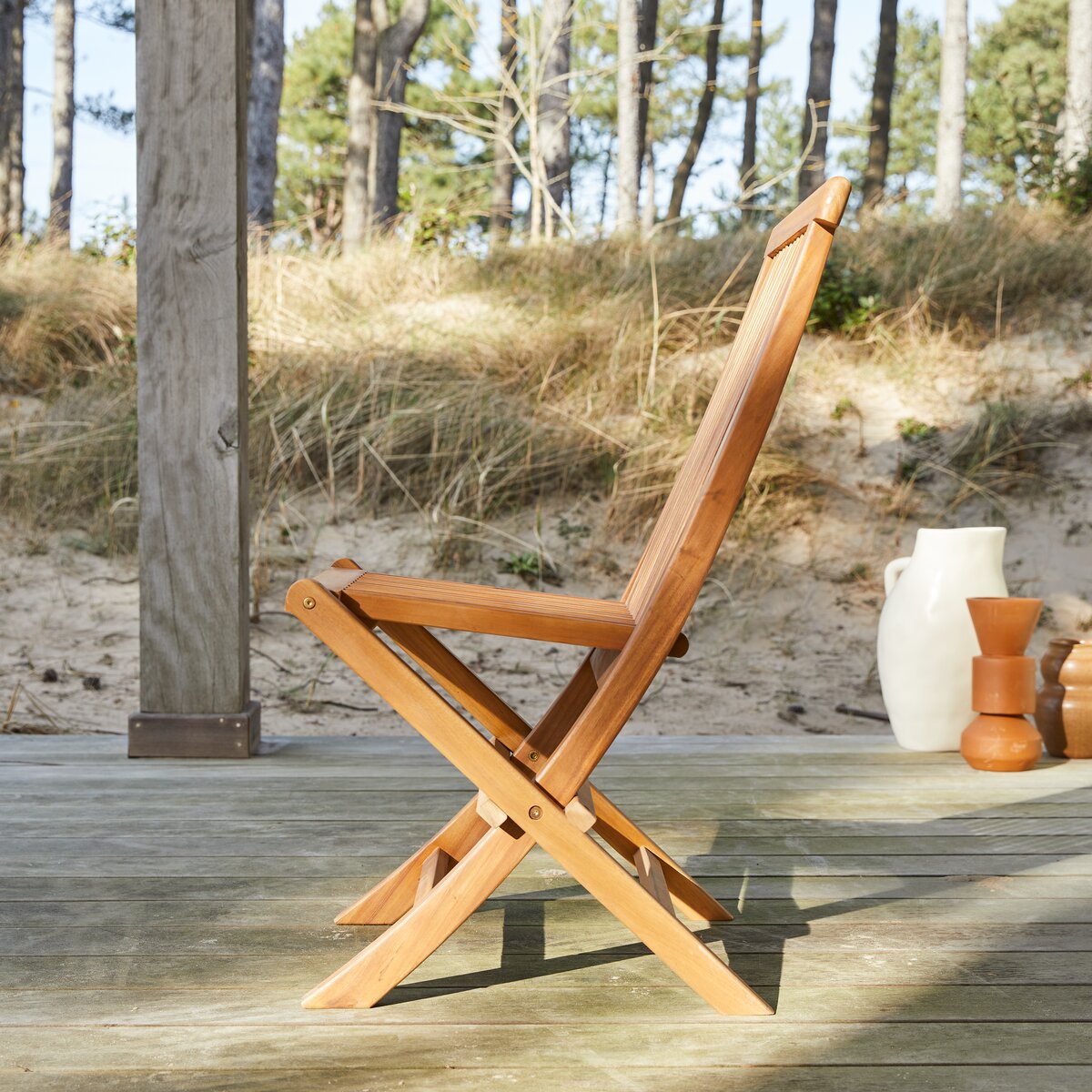 Chaise de jardin pliante en chêne Roble massif