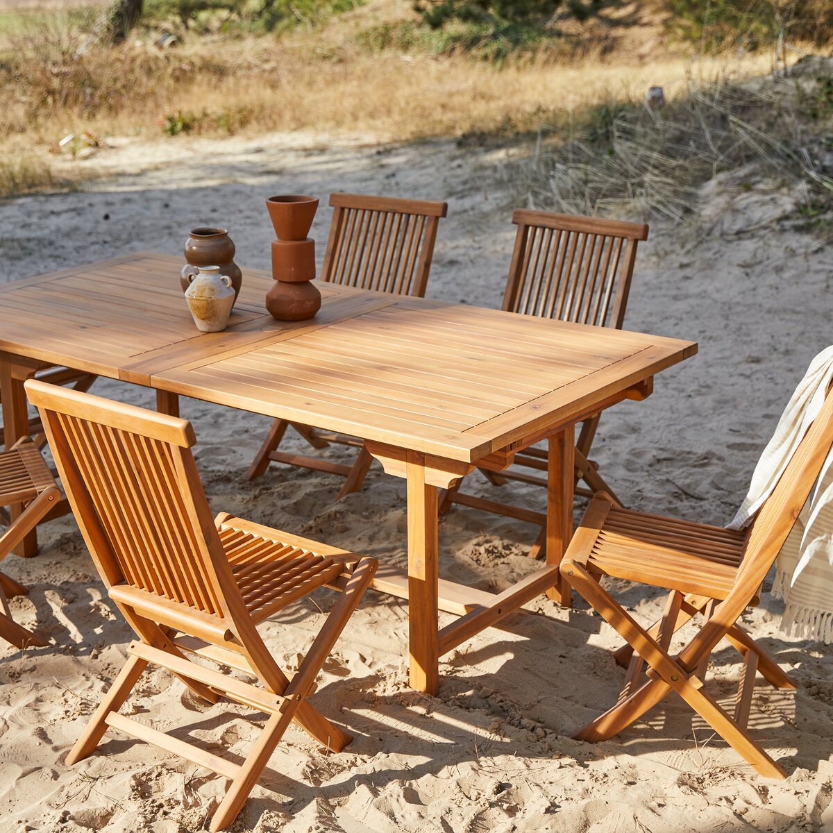 Table et 6 chaises de jardin en acacia - Meubles d'extérieur - Tikamoon