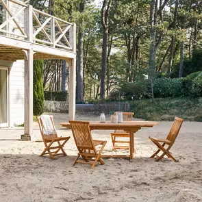 Capri - Ovale Outdoor Gartenmöbel Set aus massiver Akazie 4 Stühle