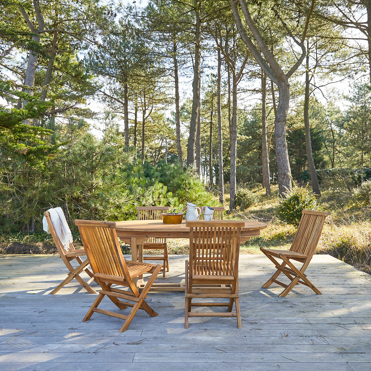 Capri - Outdoor Gartenmöbel Set aus massiver Akazie 6 Stühle