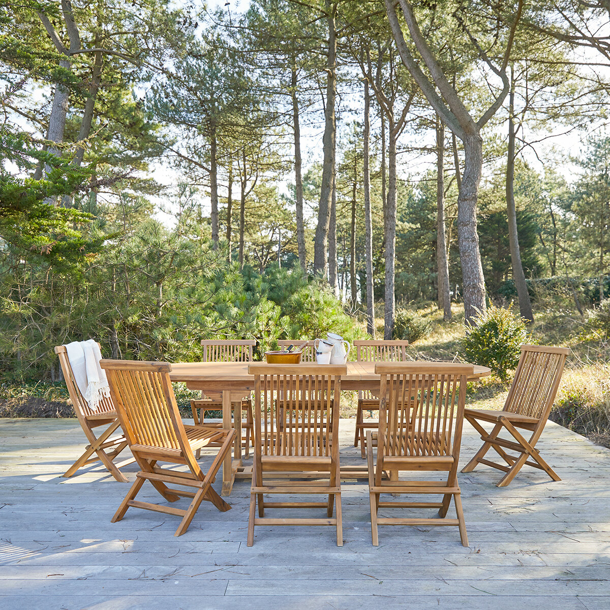 Capri - Ensemble de jardin ovale en acacia massif 8 chaises Capri - Ensemble de jardin ovale en acacia massif 8 chaises