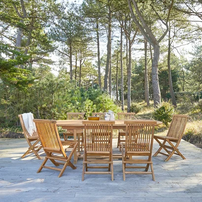 Capri - Conjunto de jardín oval de acacia maciza 8 sillas