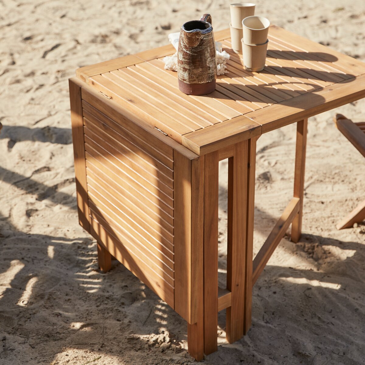 Table pliante en acacia 130 x 65 cm - Mobilier pour le jardin - Tikamoon