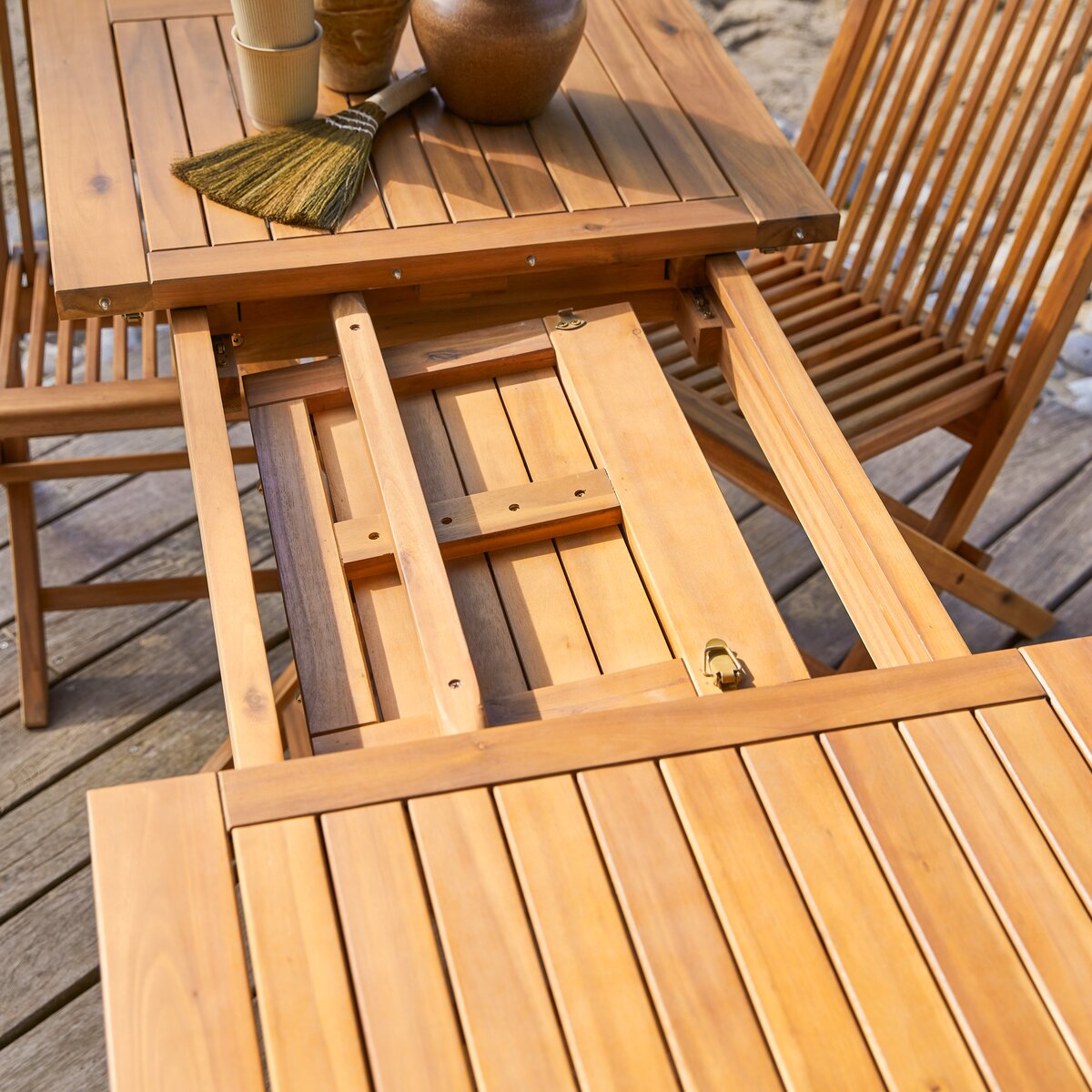 Table d'Extérieur Pliante en Bois d'Acacia, Mobiliers de Jardin