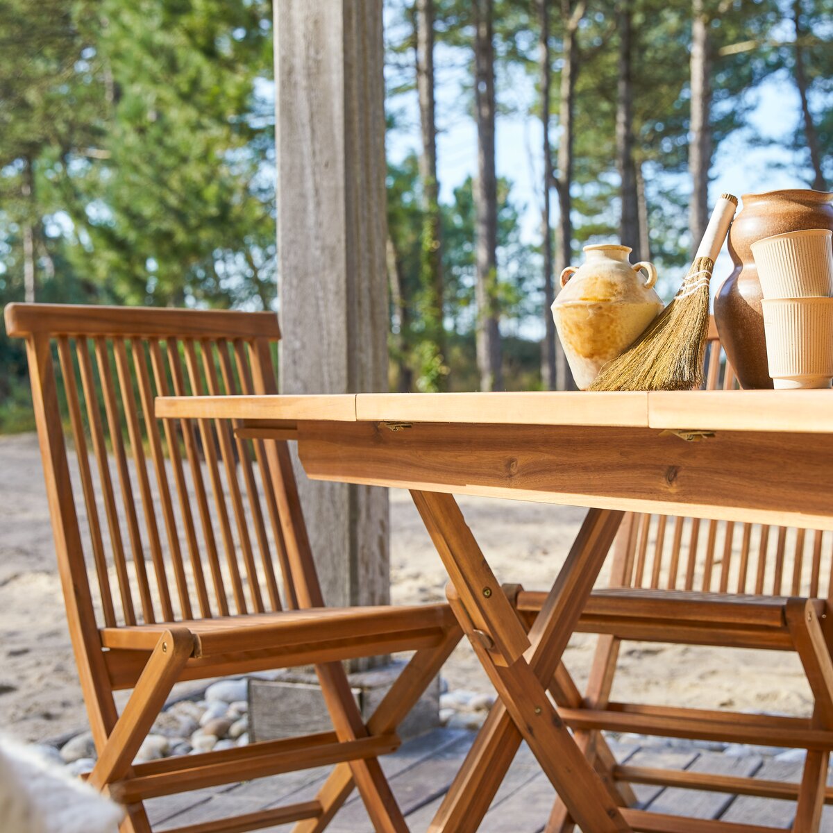 Table d'Extérieur Pliante en Bois d'Acacia, Mobiliers de Jardin