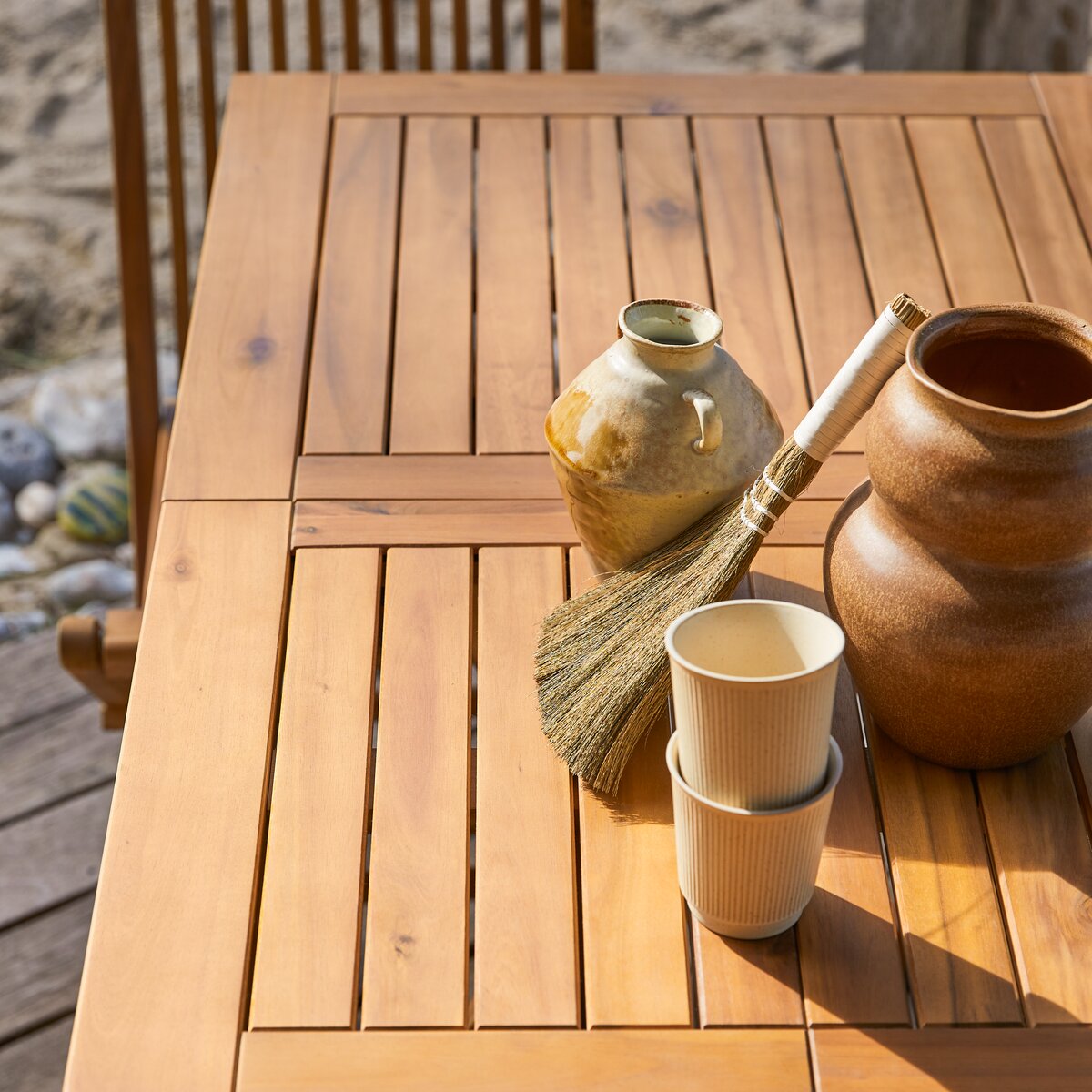 Raiva Table pliante de jardin extérieur en bois carré 80x80cm