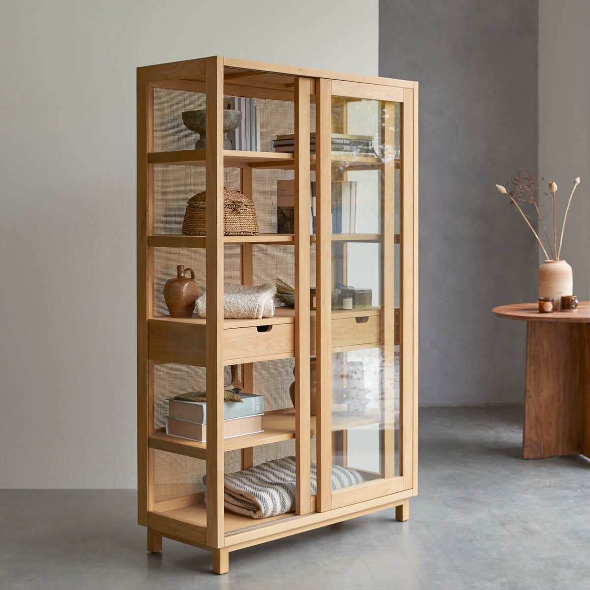 Petite bibliothèque antique en bois massif de tilleul finition