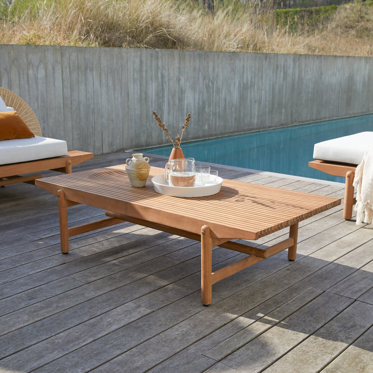 Mesa baja de jardín de teca maciza con listones - Mesa outdoor