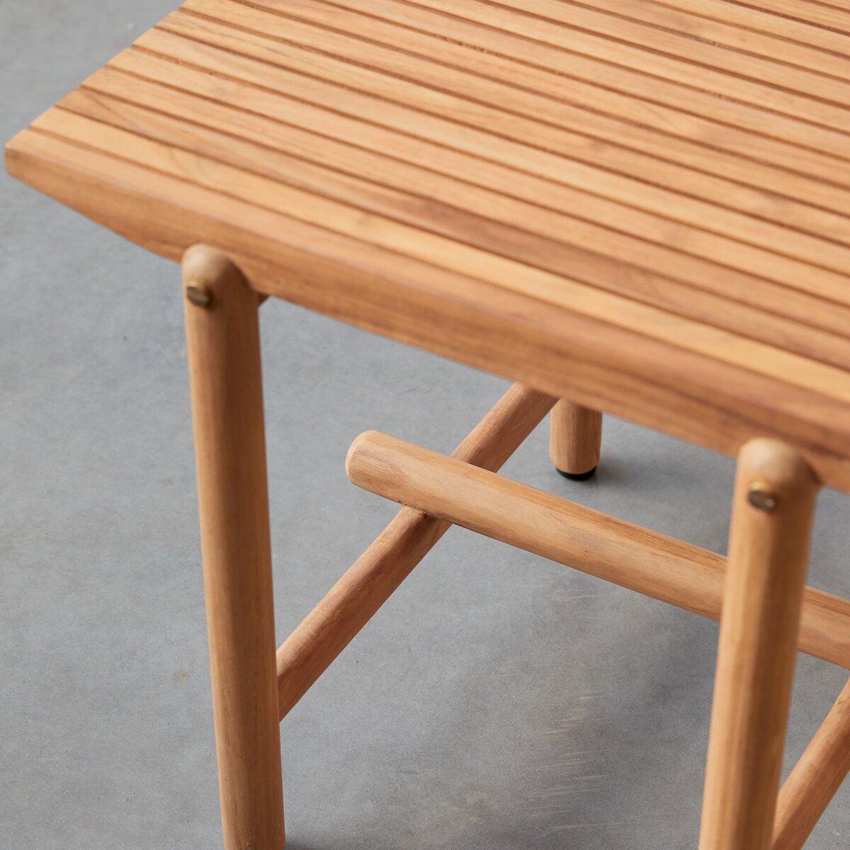 Solid slatted teak side table Garden table Tikamoon