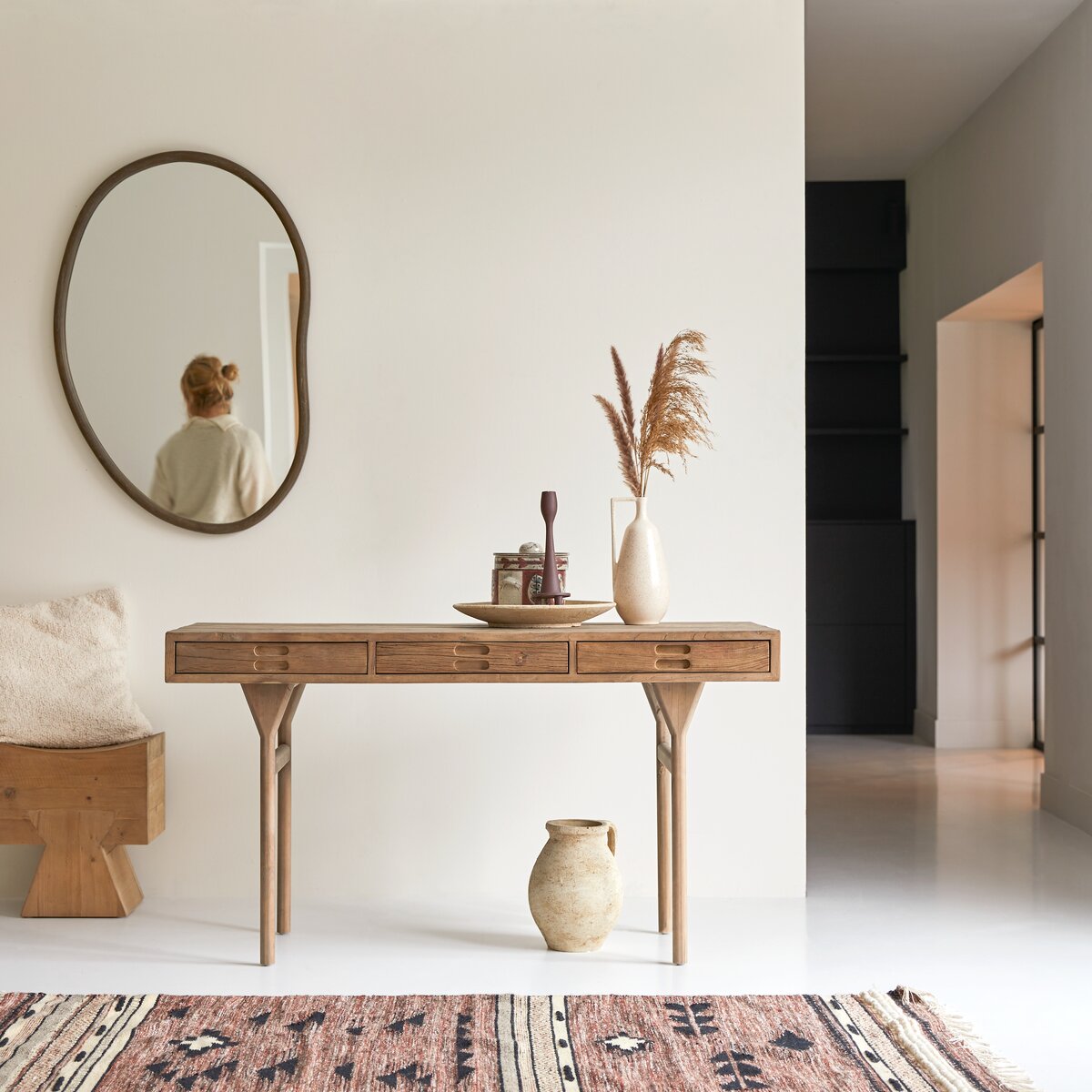 Elm console outlet table