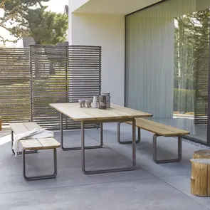 Harper - Solid teak and aluminium garden table and benches set
